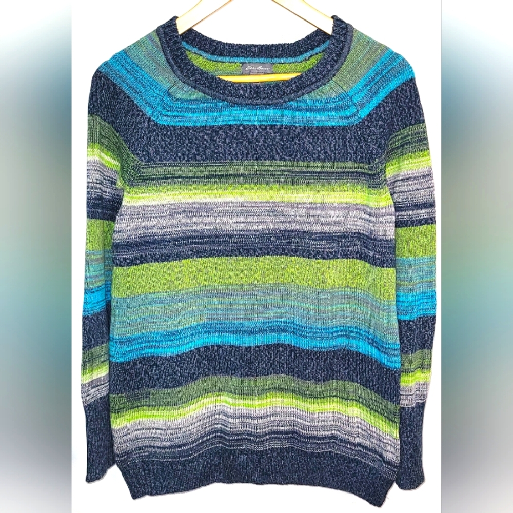Eddie Bauer Warm Winter Knit Striped Sweater Ladies Lg